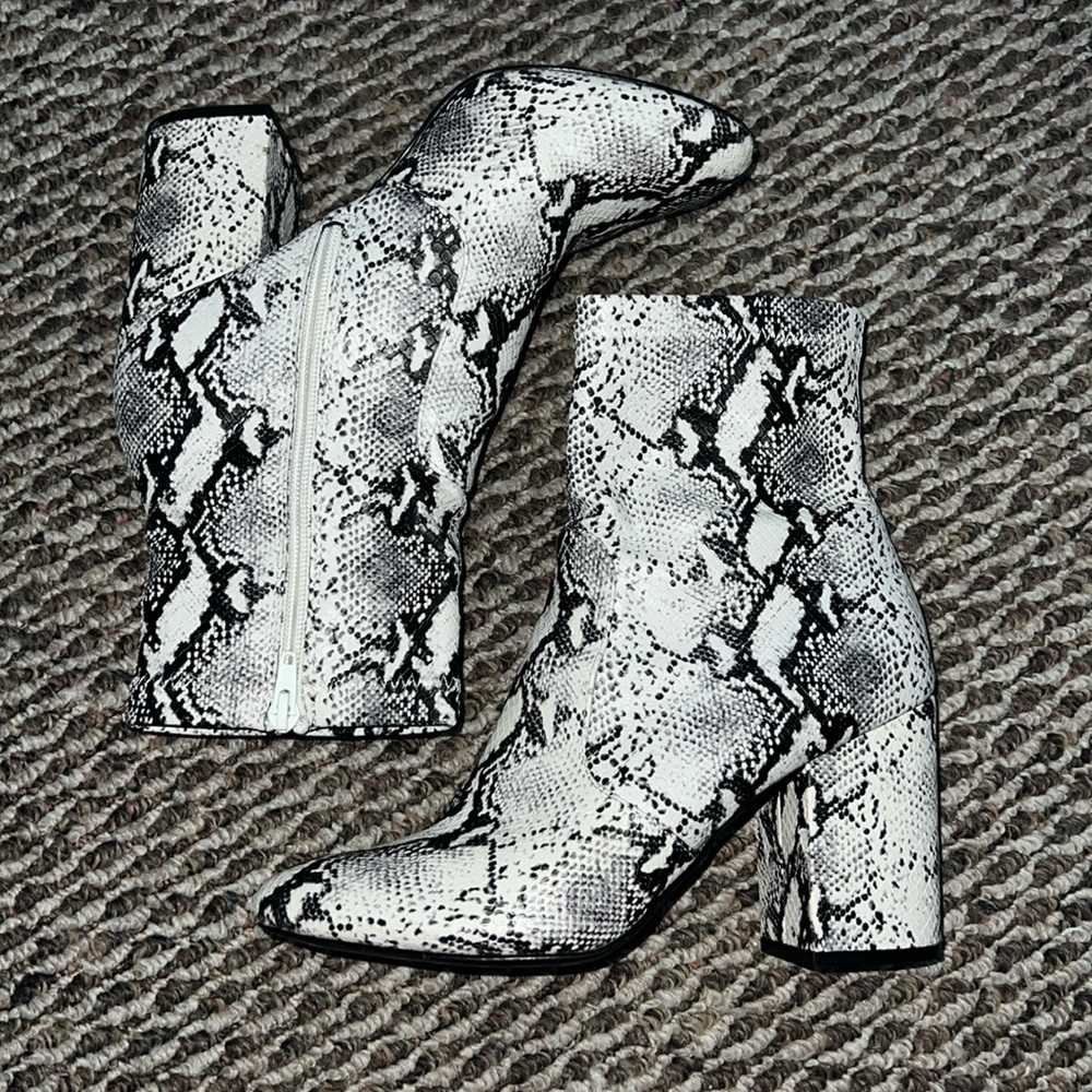 Madden Girl snake print booties